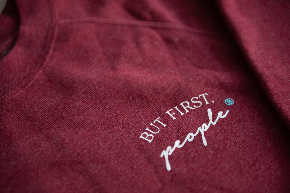But First, People Unisex Crewneck - Crimson Red