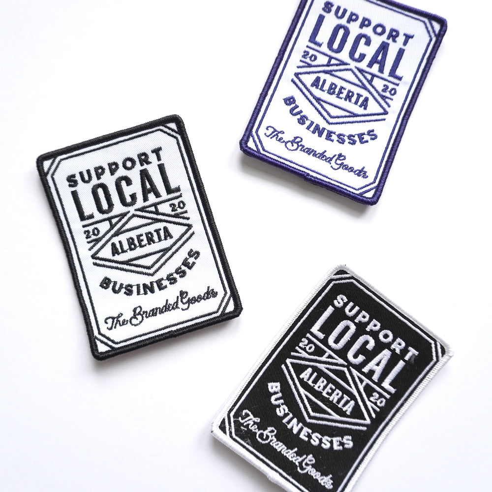 Support Local Iron-On Patch - White w/ Navy Trim
